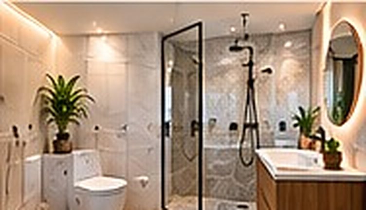 Bathroom design concept, walk-in shower + toilet: small-space solution