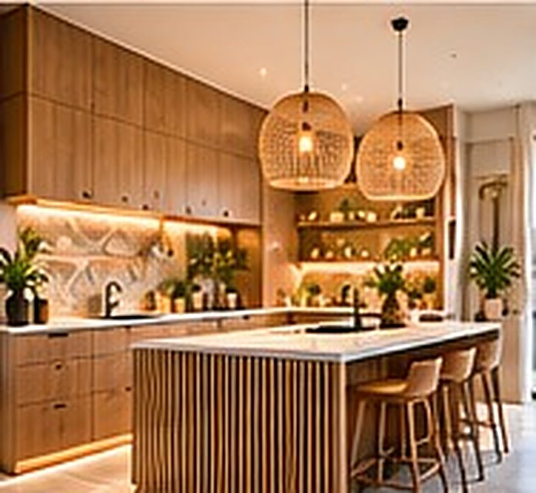 Kitchen design concept: warm natural